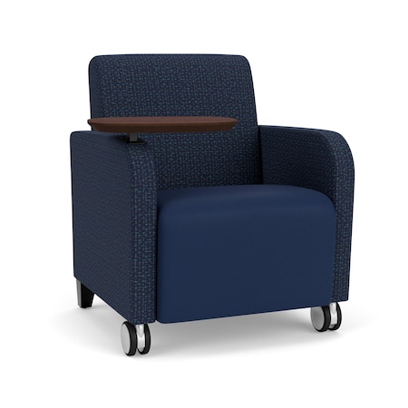 Lesro Siena Guest Chair w/ Swivel Tablet and Black Legs, RF Blueberry Back, MD Ink Seat, RF Blueberry Panels SN1101